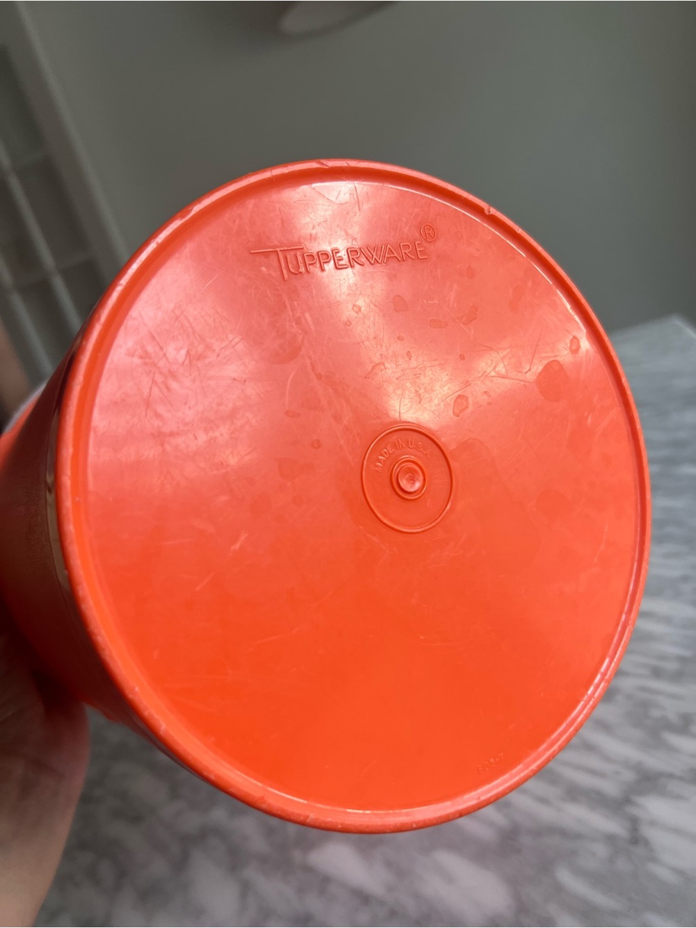 Vintage Tupperware Orange Storage Canister with Pink Lid - Picture 4 of 7